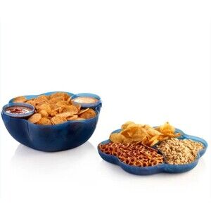 NIP Tupperware Blue Chip N Dip Set Serving Platter 1.5 Gal